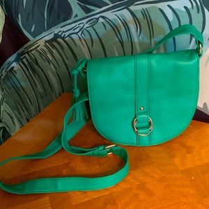 Teal faux leather crossbody bag